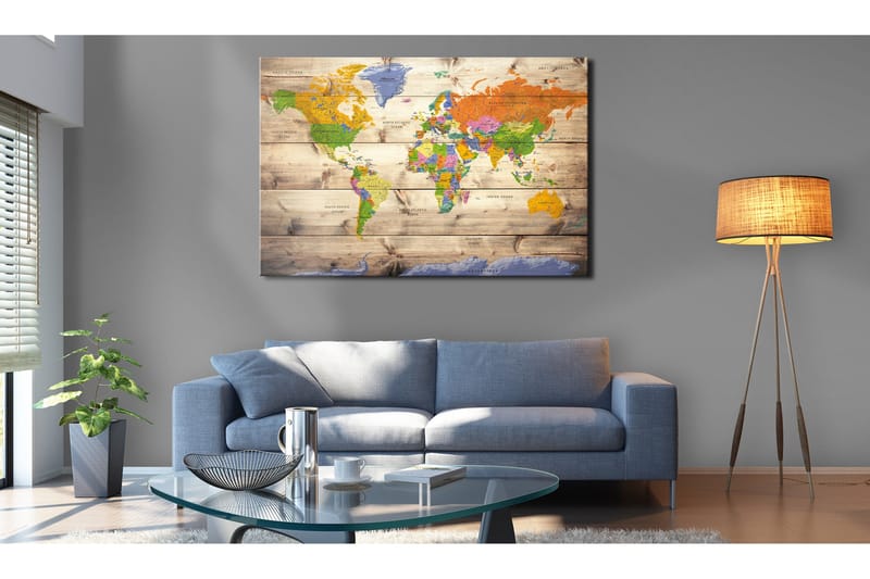 Tavla Map on wood: Colourful Travels 120x80, Artgeist sp. z o. o.