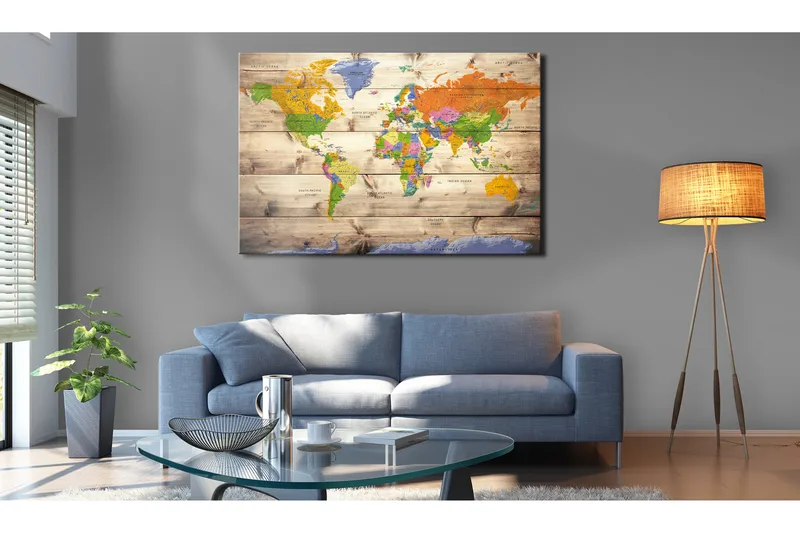 TAVLA Map on wood: Colourful Travels 120x80, Artgeist sp. z o. o.