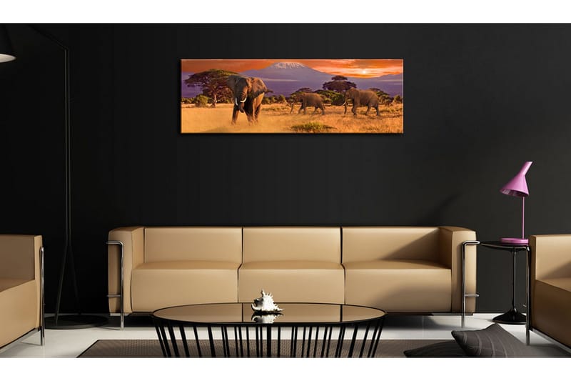 Tavla March Of African Elephants 120x40 - Artgeist sp. z o. o. - Inredning & dekor - Tavlor & konst - Canvastavla