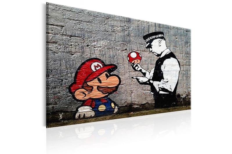 TAVLA Mario and Cop by Banksy 120x80 - Artgeist sp. z o. o. - Canvastavla