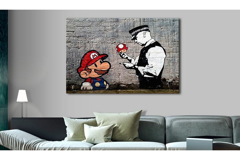 TAVLA Mario and Cop by Banksy 120x80 - Artgeist sp. z o. o. - Canvastavla