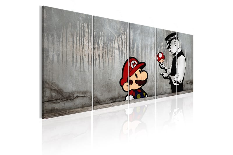 Tavla Mario Bros On Concrete 200X80 Flerfärgad|Grå|Vit, Artgeist sp. z o. o.