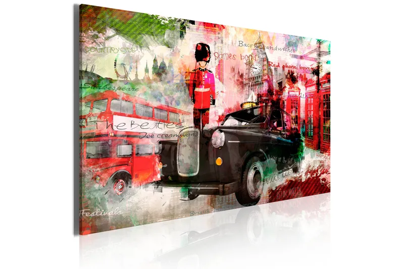 Tavla Memories From London 90X60 Röd|Flerfärgad, Artgeist sp. z o. o.