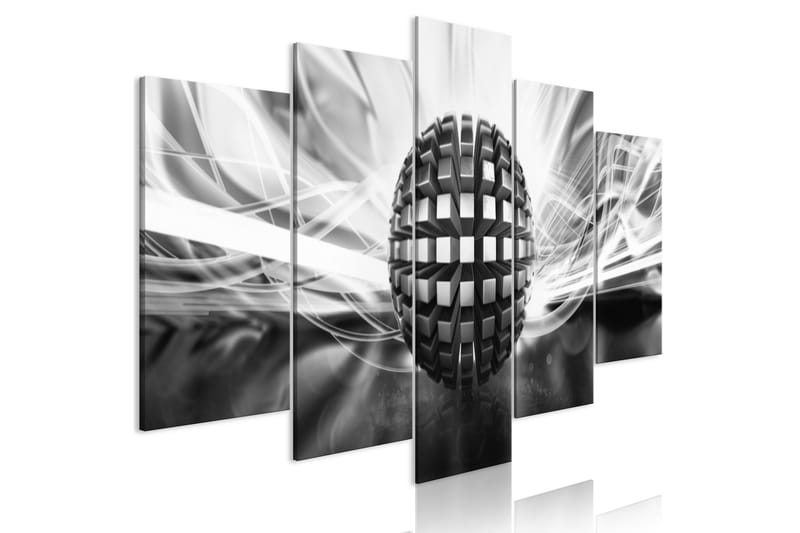 Tavla Metal Ball 5 Parts Wide Black And White 200x100, Artgeist sp. z o. o.