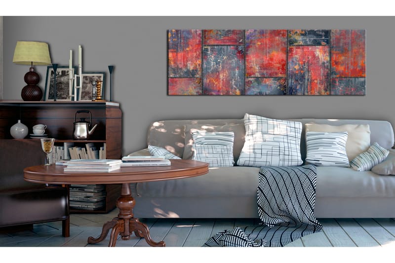 TAVLA Metal Mosaic: Red 135x45 - Artgeist sp. z o. o. - Inredning & dekor - Tavlor & konst - Canvastavla