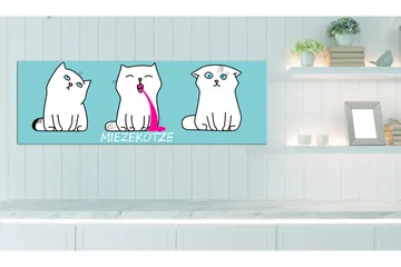 Tavla Miezekotze Cat Trio Blue 135x45 - Artgeist sp. z o. o. - Inredning & dekor - Tavlor & konst - Canvastavla