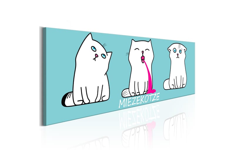 Tavla Miezekotze Cat Trio Blue 150X50 Flerfärgad|Vit - Artgeist sp. z o. o. - Inredning & dekor - Tavlor & konst - Canvastavla