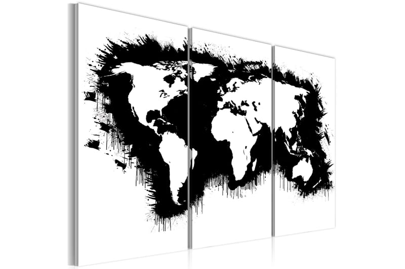 Tavla Monochromatic världskarta triptyken 90x60 - Artgeist sp. z o. o. - Inredning & dekor - Tavlor & konst - Canvastavla