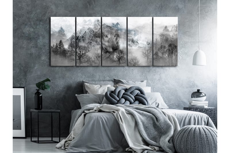 Tavla Mountain Predator 5 Parts Narrow 225X90 Vit - Artgeist sp. z o. o. - Inredning & dekor - Tavlor & konst - Canvastavla
