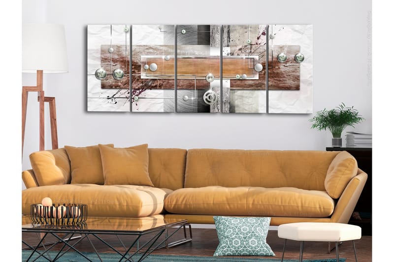 Tavla Mysterious Mechanism 5 Parts Narrow Brown 225x90 - Artgeist sp. z o. o. - Inredning & dekor - Tavlor & konst - Canvastavla