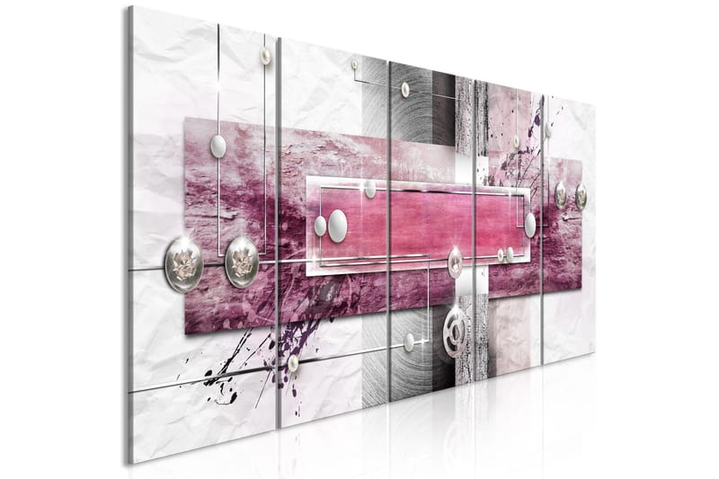 Tavla Mysterious Mechanism 5 Parts Narrow Pink 200x80, Artgeist sp. z o. o.