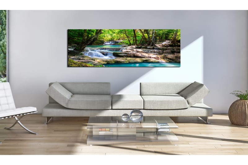 TAVLA Nature: Forest Waterfall 120x40 - Artgeist sp. z o. o. - Inredning & dekor - Tavlor & konst - Canvastavla