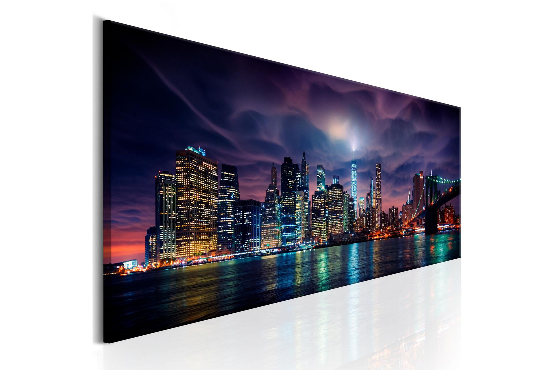 Tavla New York Dark City 150X50 Flerfärgad|Lila Städer - Artgeist sp. z o. o. - Inredning & dekor - Tavlor & konst - Canvastavla