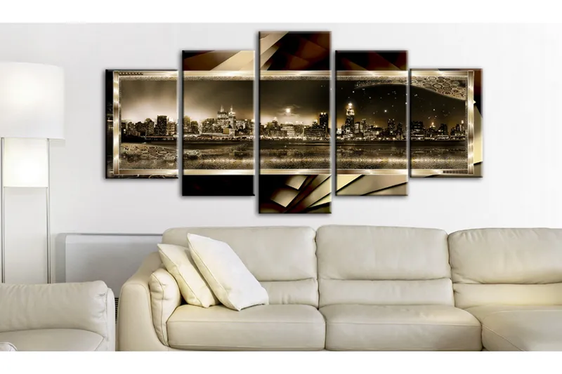 Tavla New York Starry Night Sepia 100x50 - Artgeist sp. z o. o. - Inredning & dekor - Tavlor & konst - Canvastavla