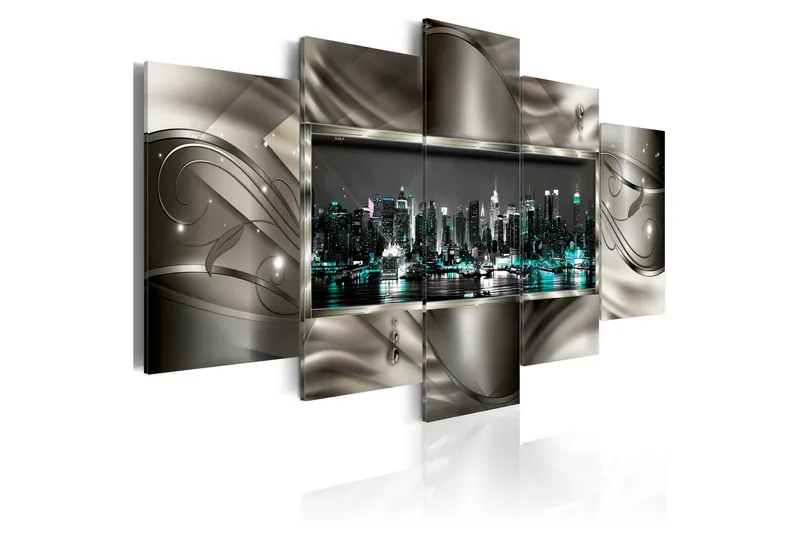 Tavla Night In New York 100X50 Grå|Vit, Artgeist sp. z o. o.