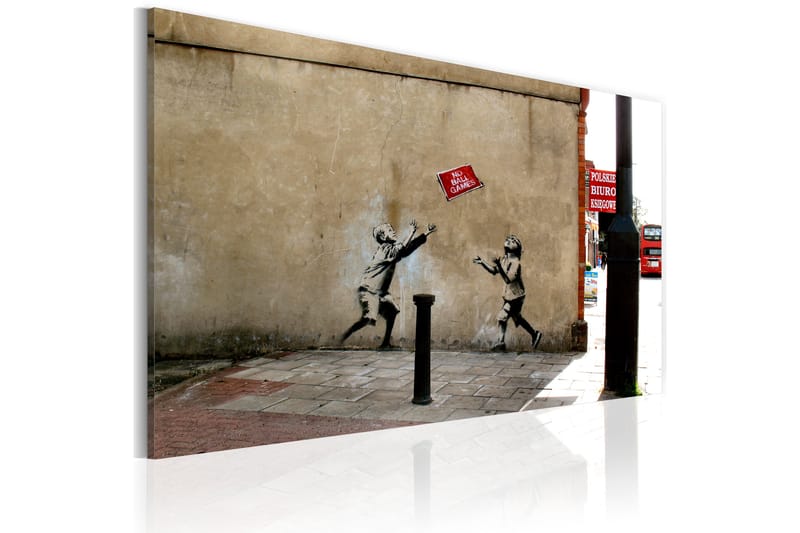Tavla No Ball Games Banksy 60X40 Beige|Röd|Flerfärgad - Artgeist sp. z o. o. - Inredning & dekor - Tavlor & konst - Canvastavla