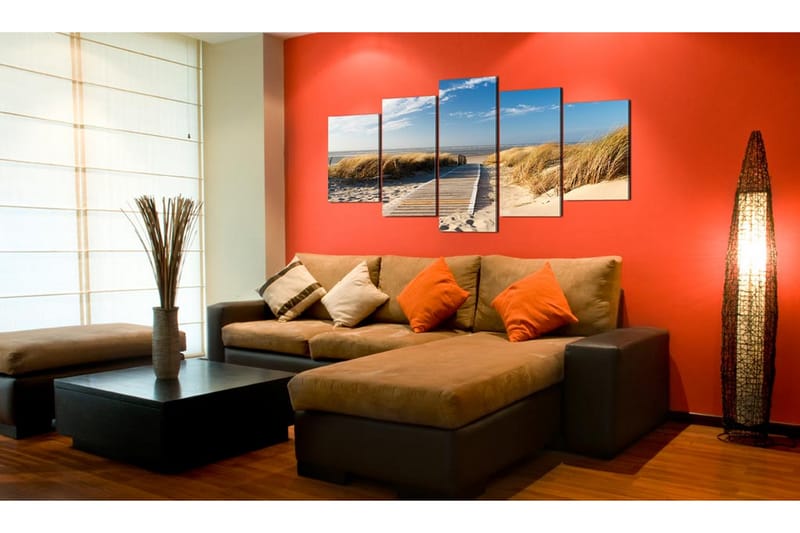 Tavla Obevakat Beach 5 St 200X100 Blå|Flerfärgad|Vit - Artgeist sp. z o. o. - Inredning & dekor - Tavlor & konst - Canvastavla