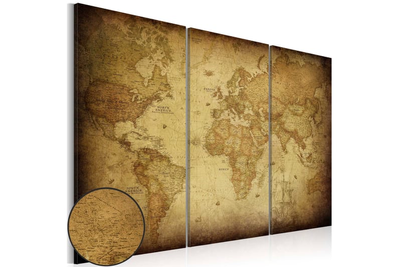 Tavla Old map: triptych 90x60, Artgeist sp. z o. o.