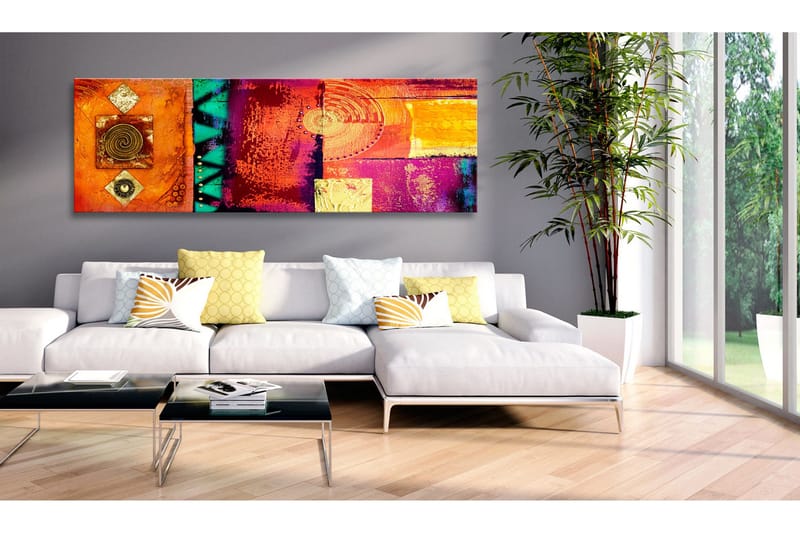 Tavla Orange Abstraction 150x50 - Artgeist sp. z o. o. - Inredning & dekor - Tavlor & konst - Canvastavla