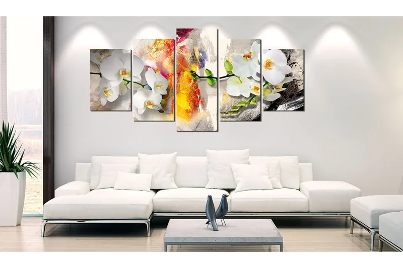 Tavla Orchid And Colors 200X100 Flerfärgad|Vit - Artgeist sp. z o. o. - Inredning & dekor - Tavlor & konst - Canvastavla