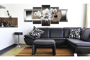 Tavla Orchid And Zen Garden Brown 100x50 - Artgeist sp. z o. o. - Inredning & dekor - Tavlor & konst - Canvastavla