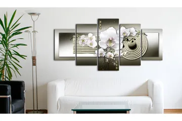 Tavla Orchid And Zen Garden In Grey 100x50 - Artgeist sp. z o. o. - Inredning & dekor - Tavlor & konst - Canvastavla