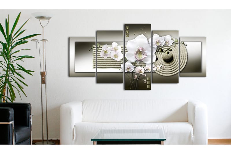 Tavla Orchid And Zen Garden In Grey 100x50 - Artgeist sp. z o. o. - Inredning & dekor - Tavlor & konst - Canvastavla