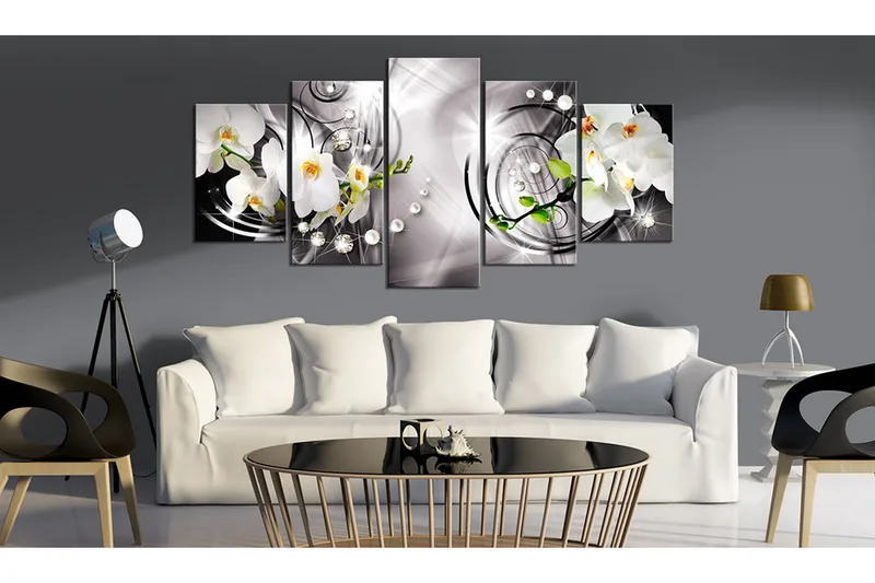 Tavla Orchid Pearls And Diamonds 100X50 Flerfärgad|Vit - Artgeist sp. z o. o. - Inredning & dekor - Tavlor & konst - Canvastavla