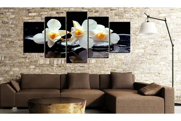 Tavla Orchids With Orange Accent 200x100 - Artgeist sp. z o. o. - Inredning & dekor - Tavlor & konst - Canvastavla