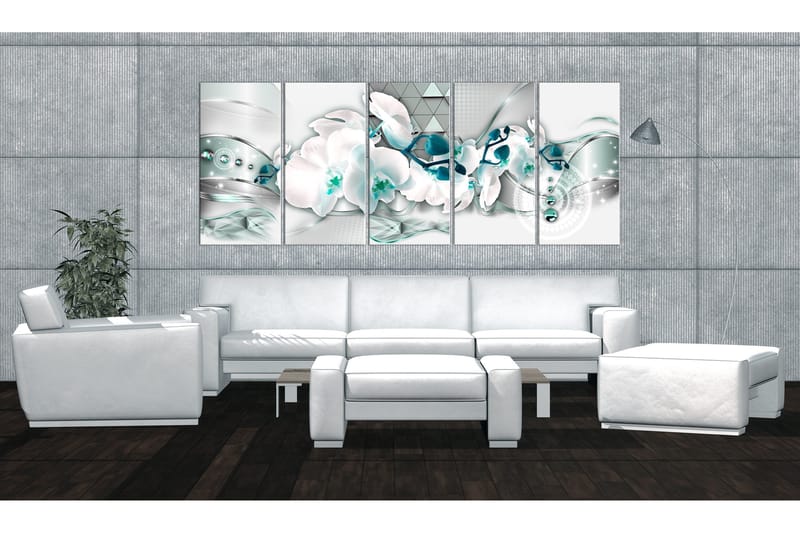 Tavla Orchises And Abstraction 225x90 - Artgeist sp. z o. o. - Inredning & dekor - Tavlor & konst - Canvastavla