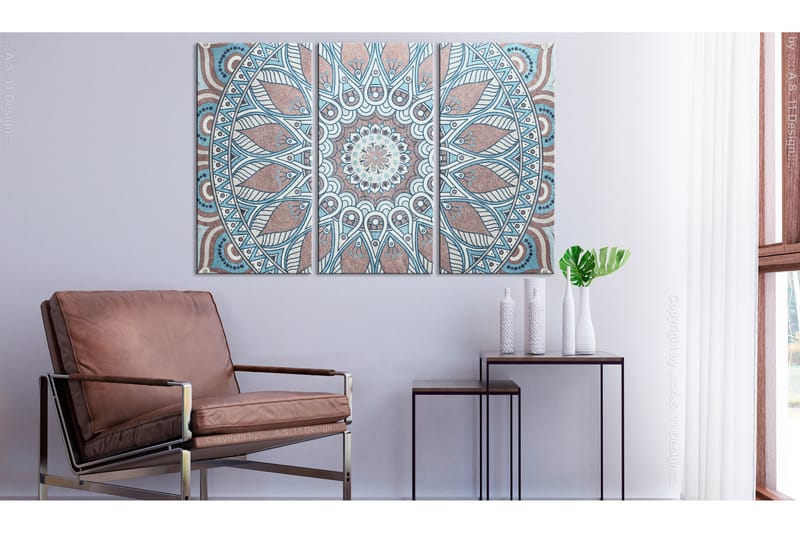 Tavla Oriental Circle 3 Parts 90X60 Blå|Flerfärgad - Artgeist sp. z o. o. - Inredning & dekor - Tavlor & konst - Canvastavla