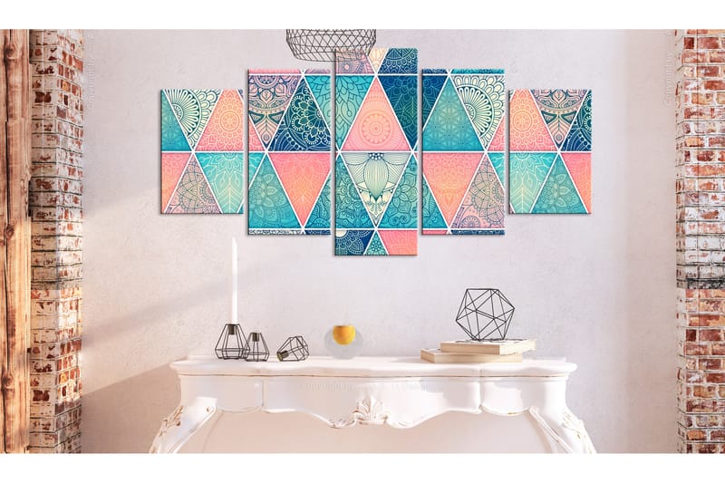 Tavla Oriental Triangles 5 Parts Wide 100X50 Flerfärgad - Artgeist sp. z o. o. - Inredning & dekor - Tavlor & konst - Canvastavla