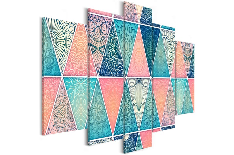 Tavla Oriental Triangles 5 Parts Wide 100X50 Flerfärgad, Artgeist sp. z o. o.