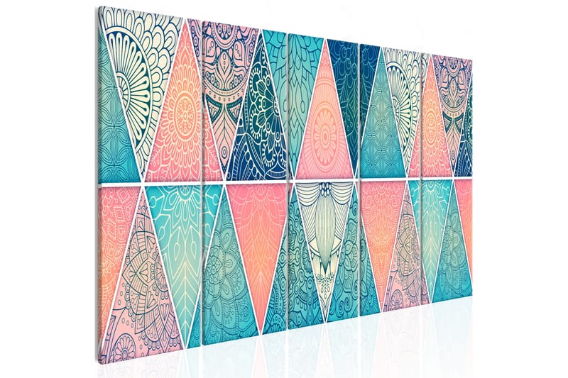 Tavla Oriental Triangles 5 Parts Narrow 200X80 Flerfärgad - Artgeist sp. z o. o. - Inredning & dekor - Tavlor & konst - Canvastavla