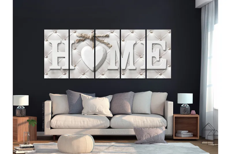 Tavla Quilted Home 5 Parts Narrow 200X80 Vit - Artgeist sp. z o. o. - Inredning & dekor - Tavlor & konst - Canvastavla