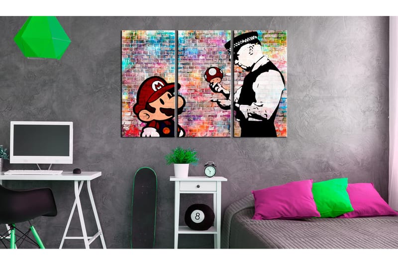 Tavla Rainbow Brick Banksy 120x80 - Artgeist sp. z o. o. - Inredning & dekor - Tavlor & konst - Canvastavla