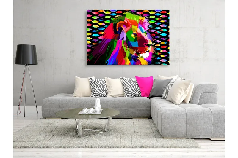 Tavla Rainbow Lion (1 Part) Wide 90x60, Artgeist sp. z o. o.