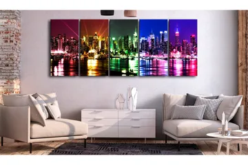 Tavla Rainbow New York 5 Parts Narrow 200x80 - Artgeist sp. z o. o. - Inredning & dekor - Tavlor & konst - Canvastavla