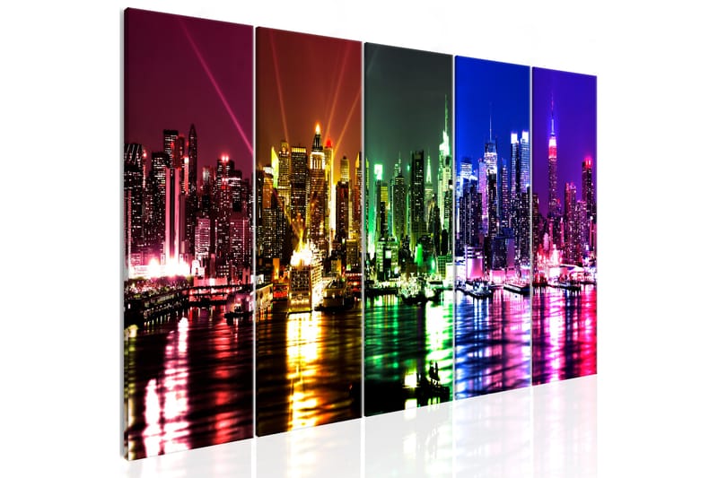 Tavla Rainbow New York 5 Parts Narrow 200X80 Flerfärgad - Artgeist sp. z o. o. - Inredning & dekor - Tavlor & konst - Canvastavla