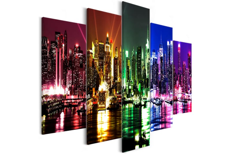 Tavla Rainbow New York 5 Parts Wide 225X100 Flerfärgad - Artgeist sp. z o. o. - Canvastavla
