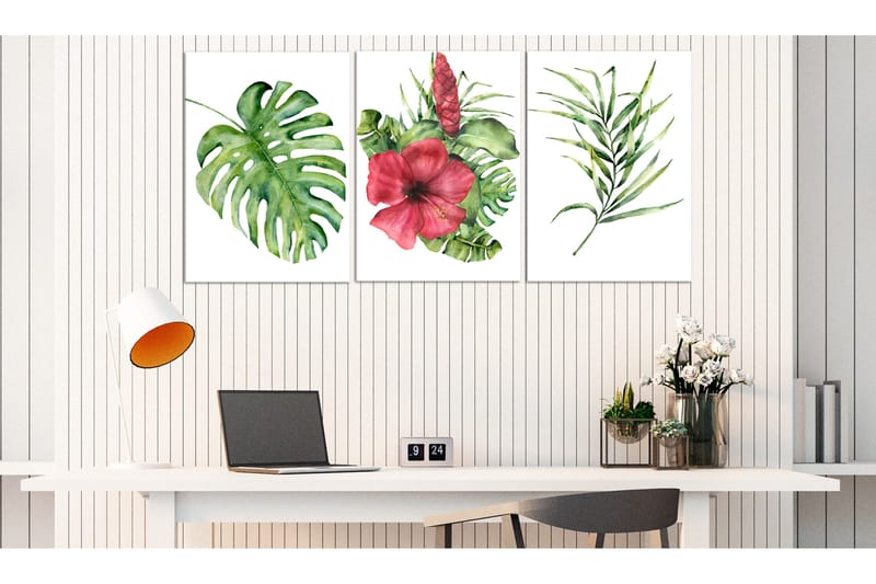 Tavla Red Hibiscus 3 Parts 120x60 - Artgeist sp. z o. o. - Inredning & dekor - Tavlor & konst - Canvastavla