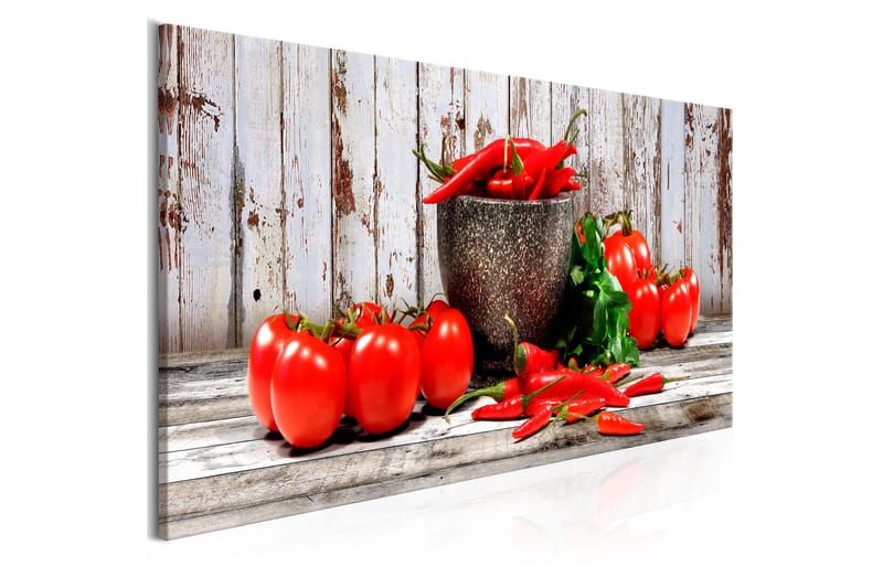 TAVLA Red Vegetables (1 Part) Wood Narrow 120x40 - Artgeist sp. z o. o. - Inredning & dekor - Tavlor & konst - Canvastavla