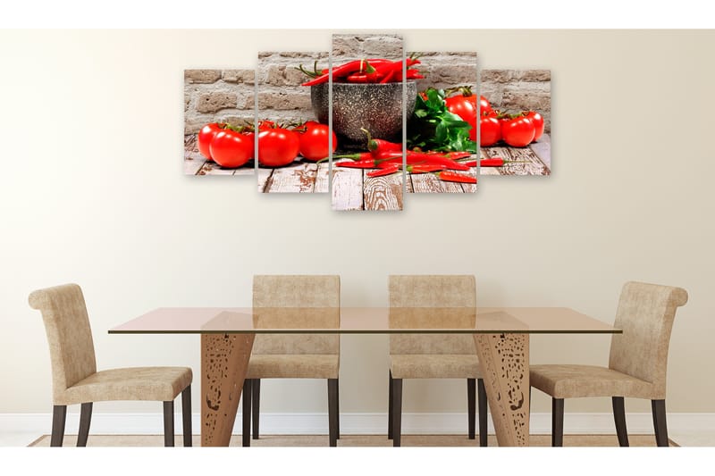 Tavla Red Vegetables 5 Parts Brick Wide 100x50 - Artgeist sp. z o. o. - Inredning & dekor - Tavlor & konst - Canvastavla