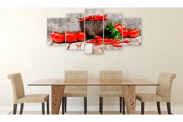 Tavla Red Vegetables 5 Parts Concrete Wide 200x100 - Artgeist sp. z o. o. - Inredning & dekor - Tavlor & konst - Canvastavla