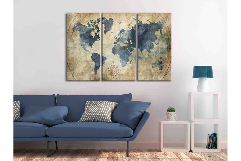 Tavla Retro Map 3 Parts 120X80 Flerfärgad|Beige - Artgeist sp. z o. o. - Inredning & dekor - Tavlor & konst - Canvastavla