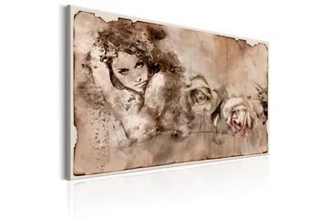 Tavla Retro Style: Woman and Roses 60x40 - Artgeist sp. z o. o. - Inredning & dekor - Tavlor & konst - Canvastavla