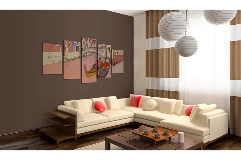 Tavla Romantic Gondolas 5 Pieces 100x50 - Artgeist sp. z o. o. - Inredning & dekor - Tavlor & konst - Canvastavla