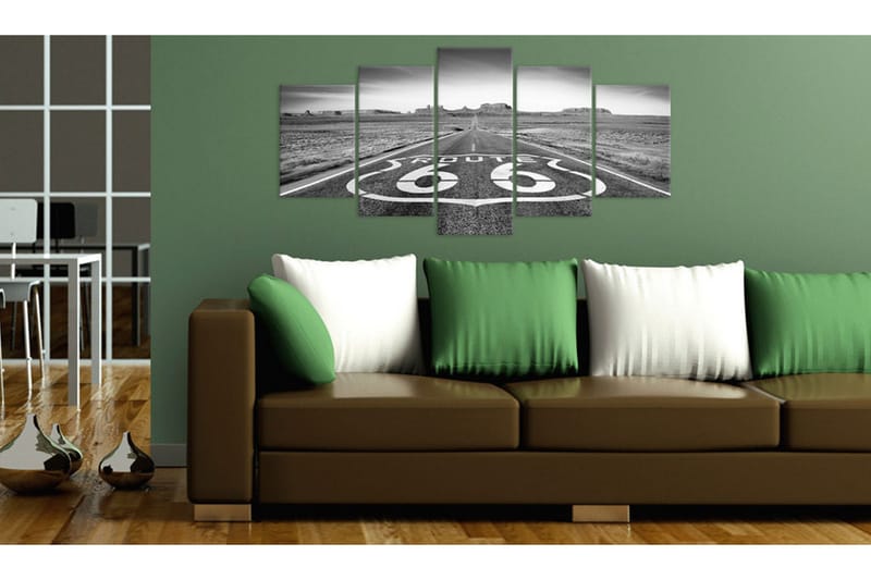 Tavla Route 66 Black And White 200X100 Grå|Vit - Artgeist sp. z o. o. - Inredning & dekor - Tavlor & konst - Canvastavla