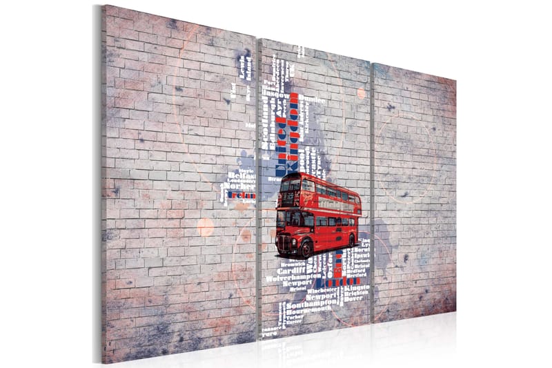 TAVLA Runt Storbritannien Av Routemaster Triptych 60x40, Artgeist sp. z o. o.