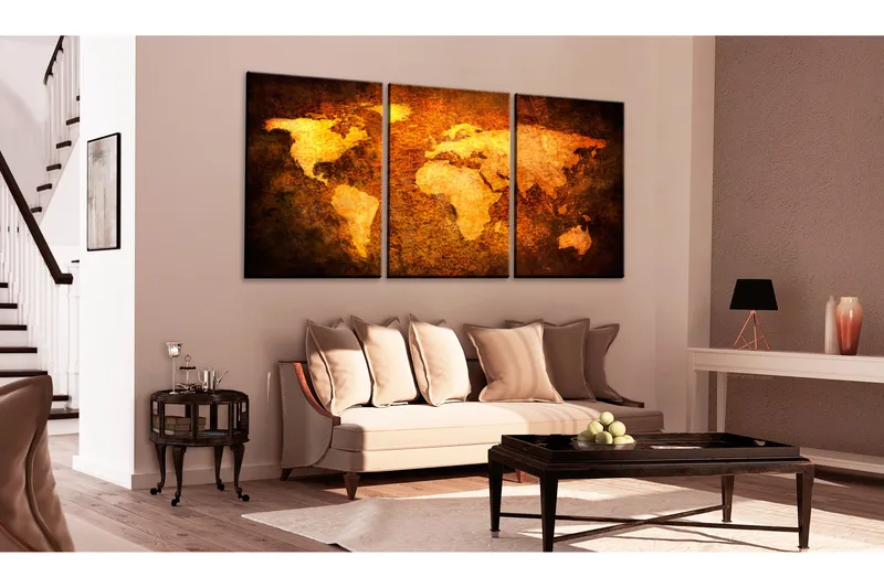 Tavla Rusty Continents 120X60 Orange|Brun Världskartor - Artgeist sp. z o. o. - Inredning & dekor - Tavlor & konst - Canvastavla